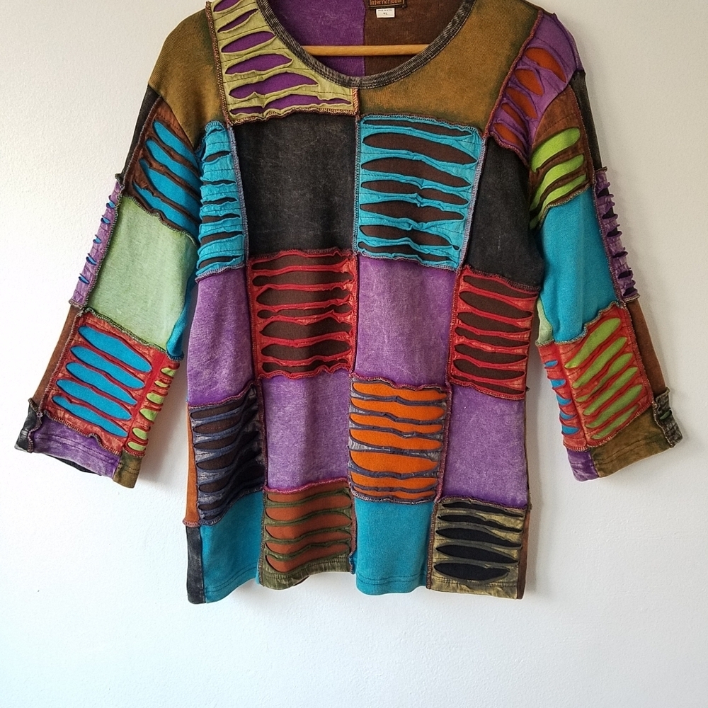 Rising International Multi-Color Patchwork Boho L… - image 4